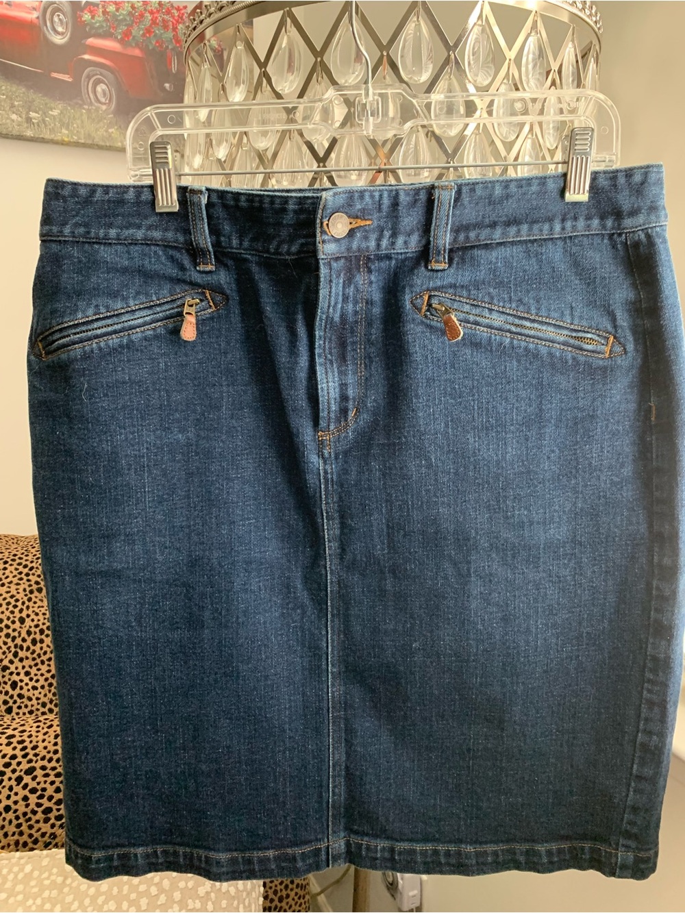 Vintage Ralph Lauren Jeans Co Dark Blue Straight Jeans Skirt with Zip Pockets